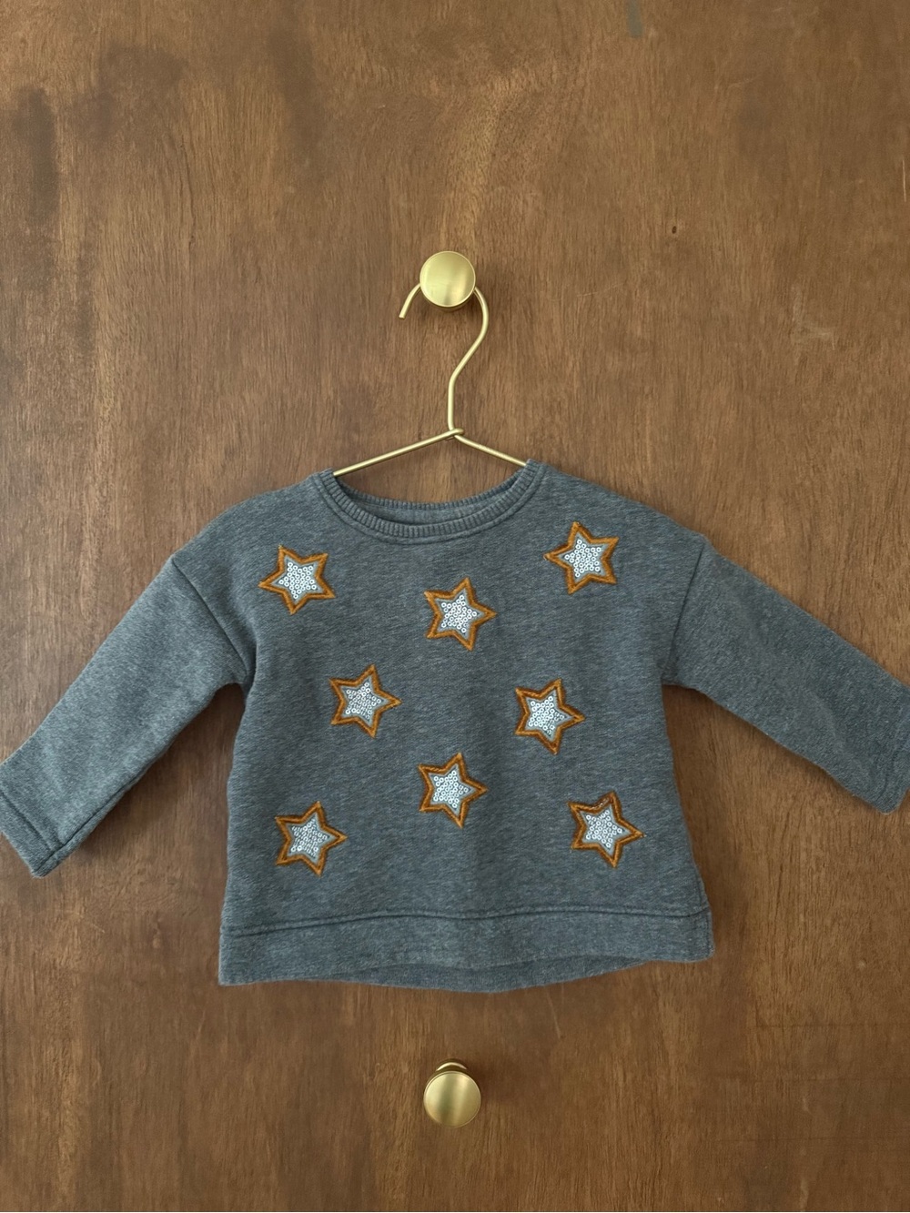 Zara Gray Sweatshirt with Metallic Star Patches